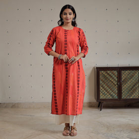  Jacquard Cotton Long Kurta for Women
