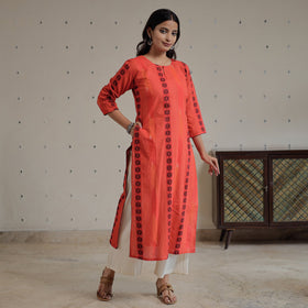  Jacquard Cotton Long Kurta for Women