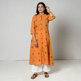 Buy Jacquard Cotton Long Kurta for Women