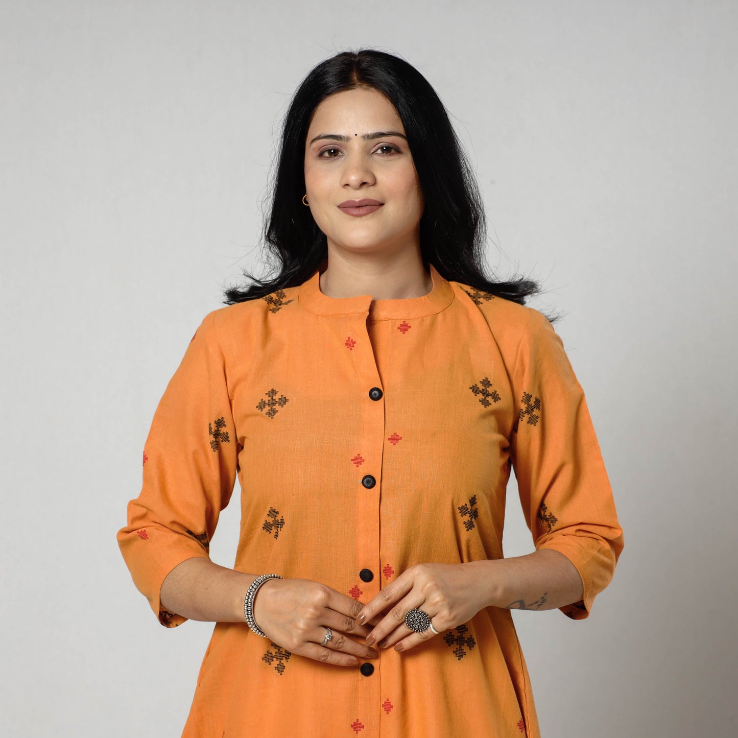 Buy Jacquard Cotton Long Kurta for Women
