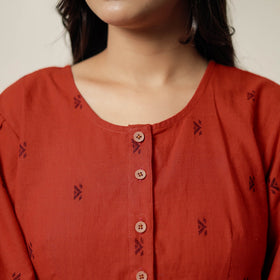 Orange - jacquard cotton co-ord set 09 - handcrafted