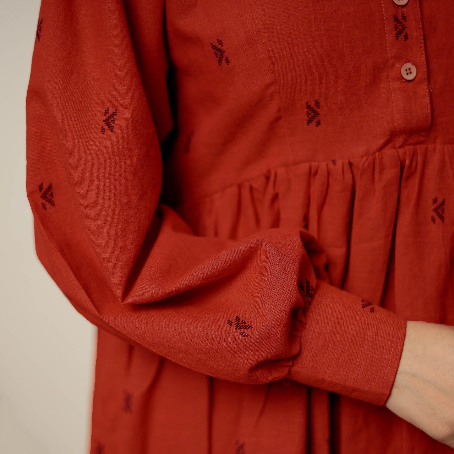 Orange - jacquard cotton co-ord set 09 - handcrafted