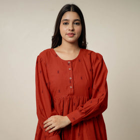 Orange - jacquard cotton co-ord set 09 - handcrafted