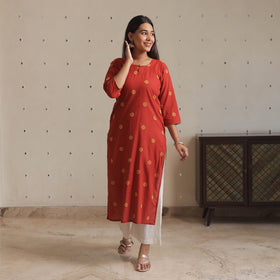  Jacquard Cotton Straight Kurta for Women