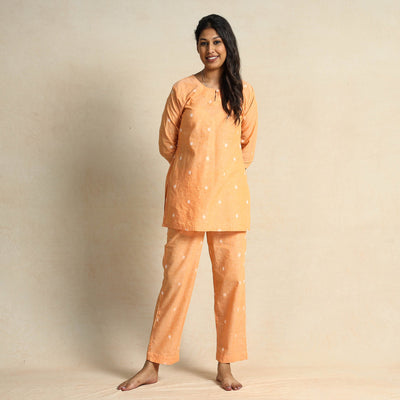 Buy Jacquard Cotton Top & Pyjama Night Suit Set Online at iTokri.com