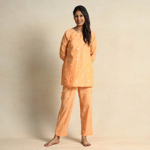 Buy Jacquard Cotton Top & Pyjama Night Suit Set Online at iTokri.com
