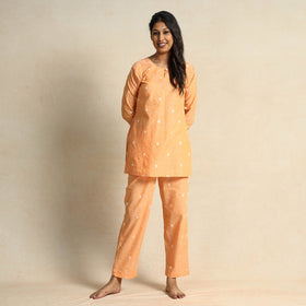 Buy Jacquard Cotton Top & Pyjama Night Suit Set Online at iTokri.com