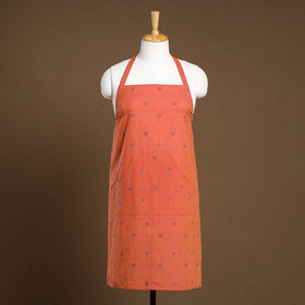 Orange Jacquard Weave Cotton Apron with Pocket
