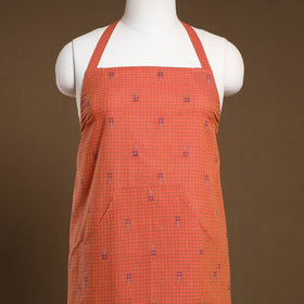 Orange Jacquard Weave Cotton Apron with Pocket