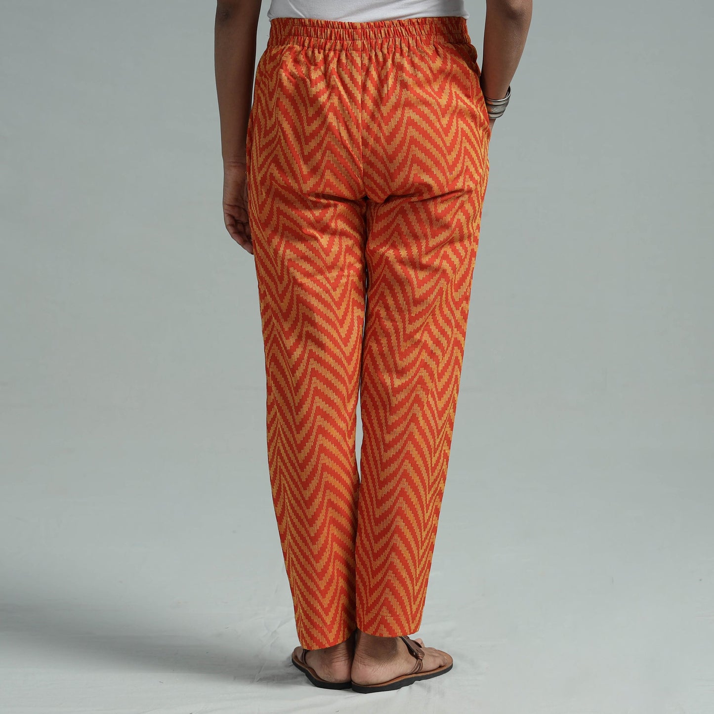 Orange - jacquard weave cotton elasticated pant