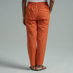 Orange - jacquard weave cotton elasticated pant