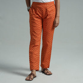 Orange - jacquard weave cotton elasticated pant