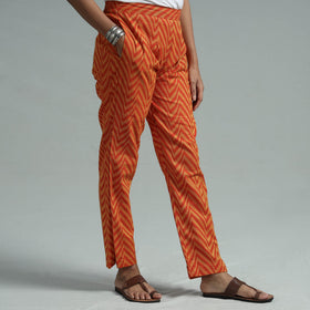 Orange - jacquard weave cotton elasticated pant