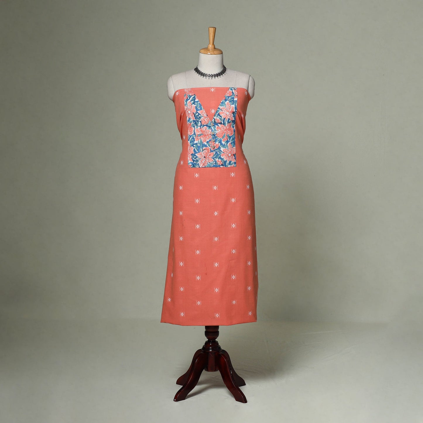Jacquard weave cotton patchwork unstitched kurta material