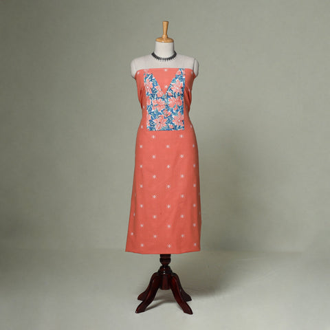 Jacquard weave cotton patchwork unstitched kurta material