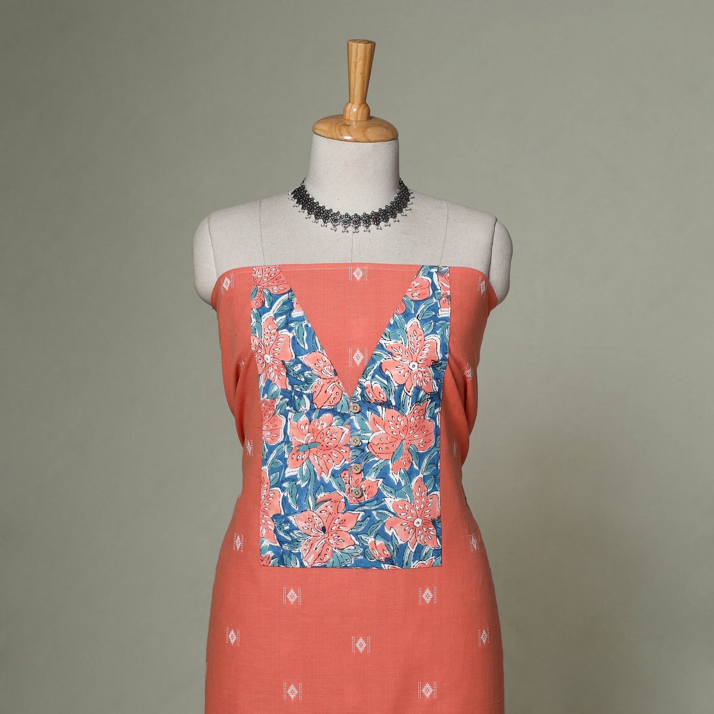 Jacquard weave cotton patchwork unstitched kurta material