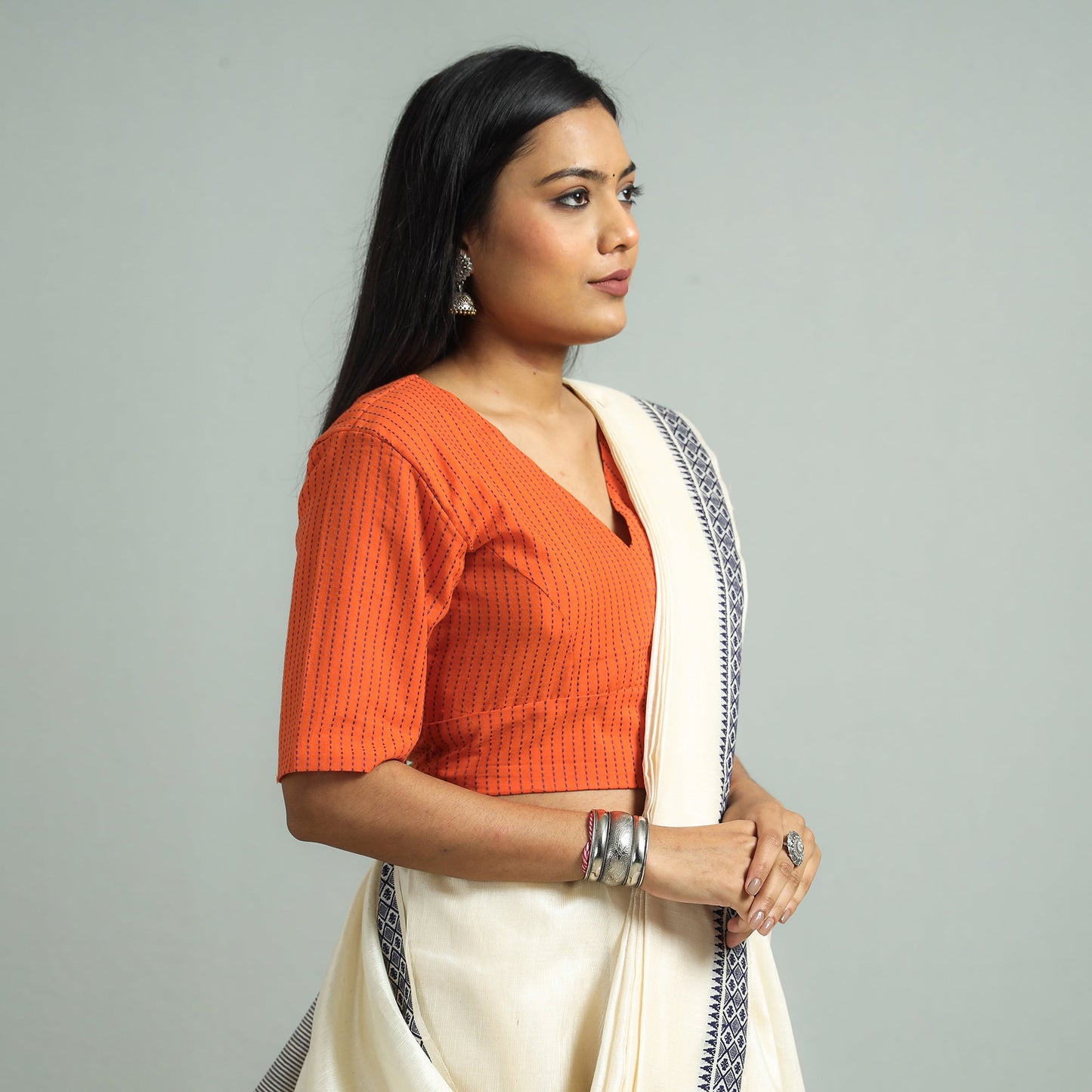 Buy Jacquard Weave Cotton Stitched Blouse Online at iTokri.com