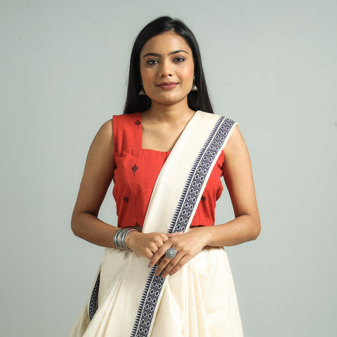 Buy Jacquard Weave Cotton Stitched Sleeveless Blouse Online at iTokri.com