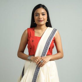 Buy Jacquard Weave Cotton Stitched Sleeveless Blouse Online at iTokri.com