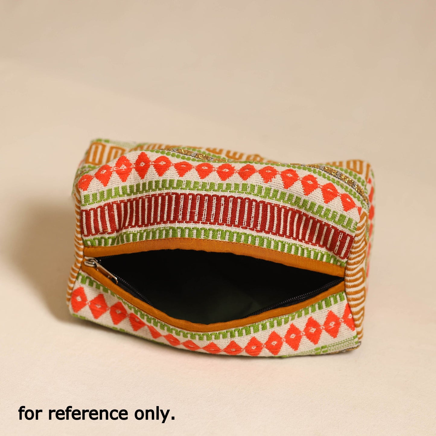  Orange Jacquard Weave Cotton Toiletry Pouch 