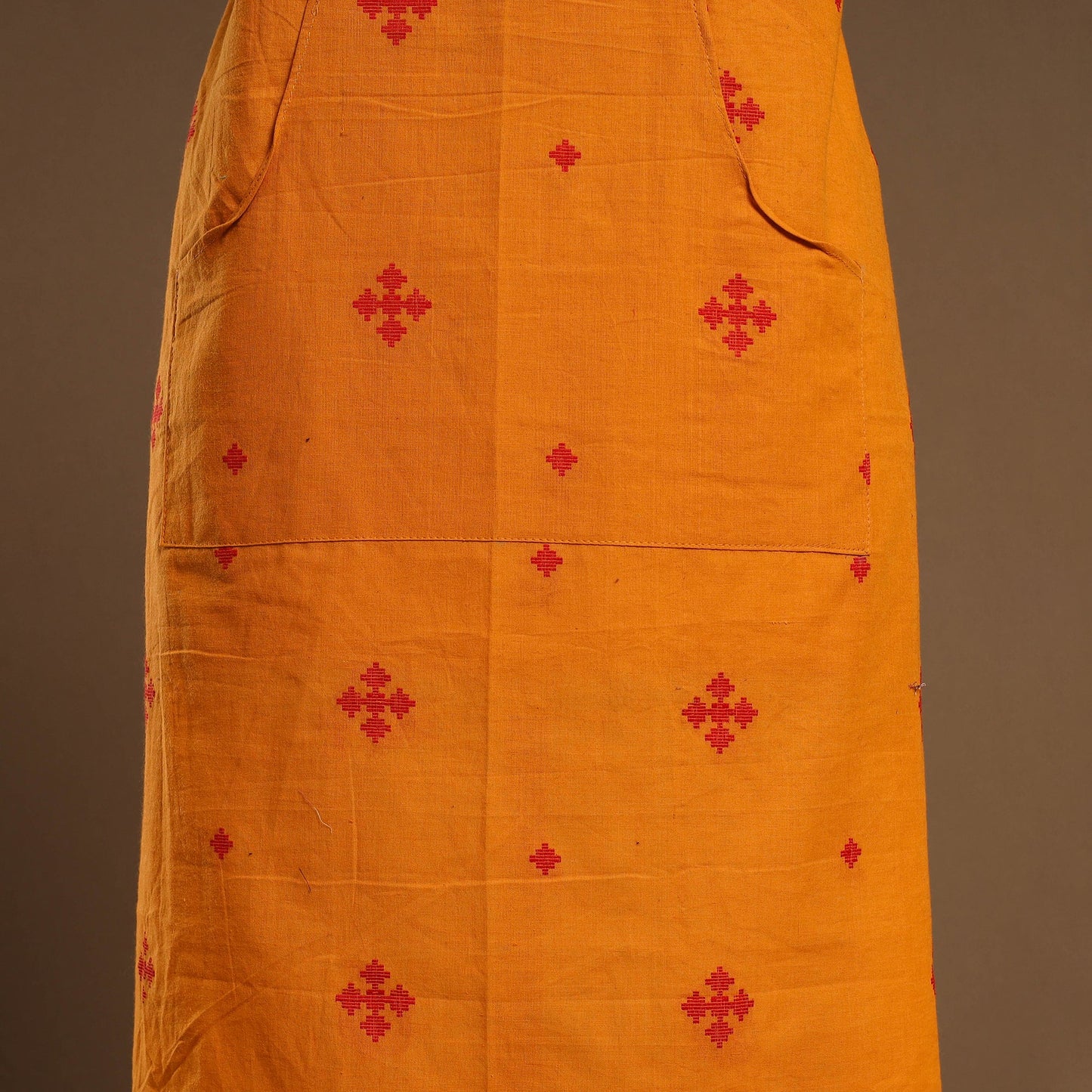 Buy Orange Jacquard Weaving Cotton Apron with Pocket