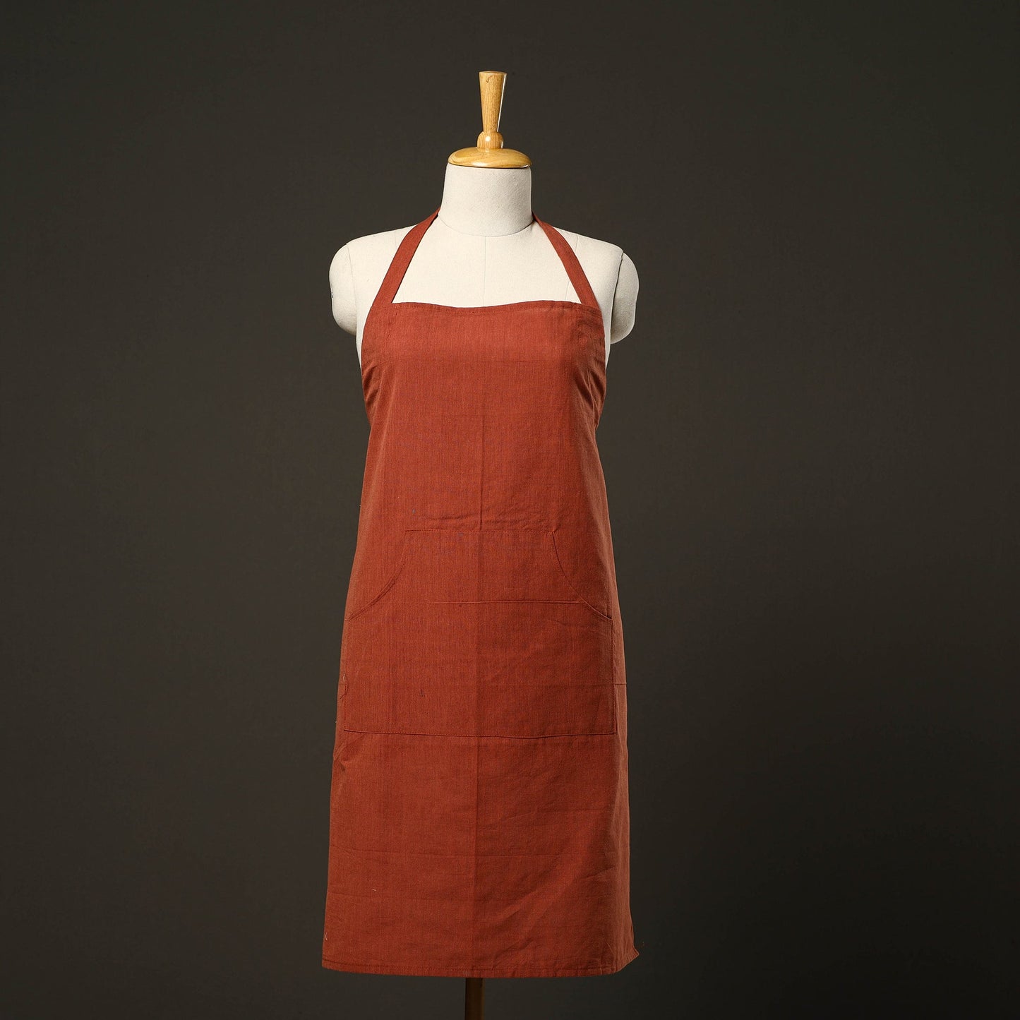 Orange - jhiri handloom cotton apron with pocket 20