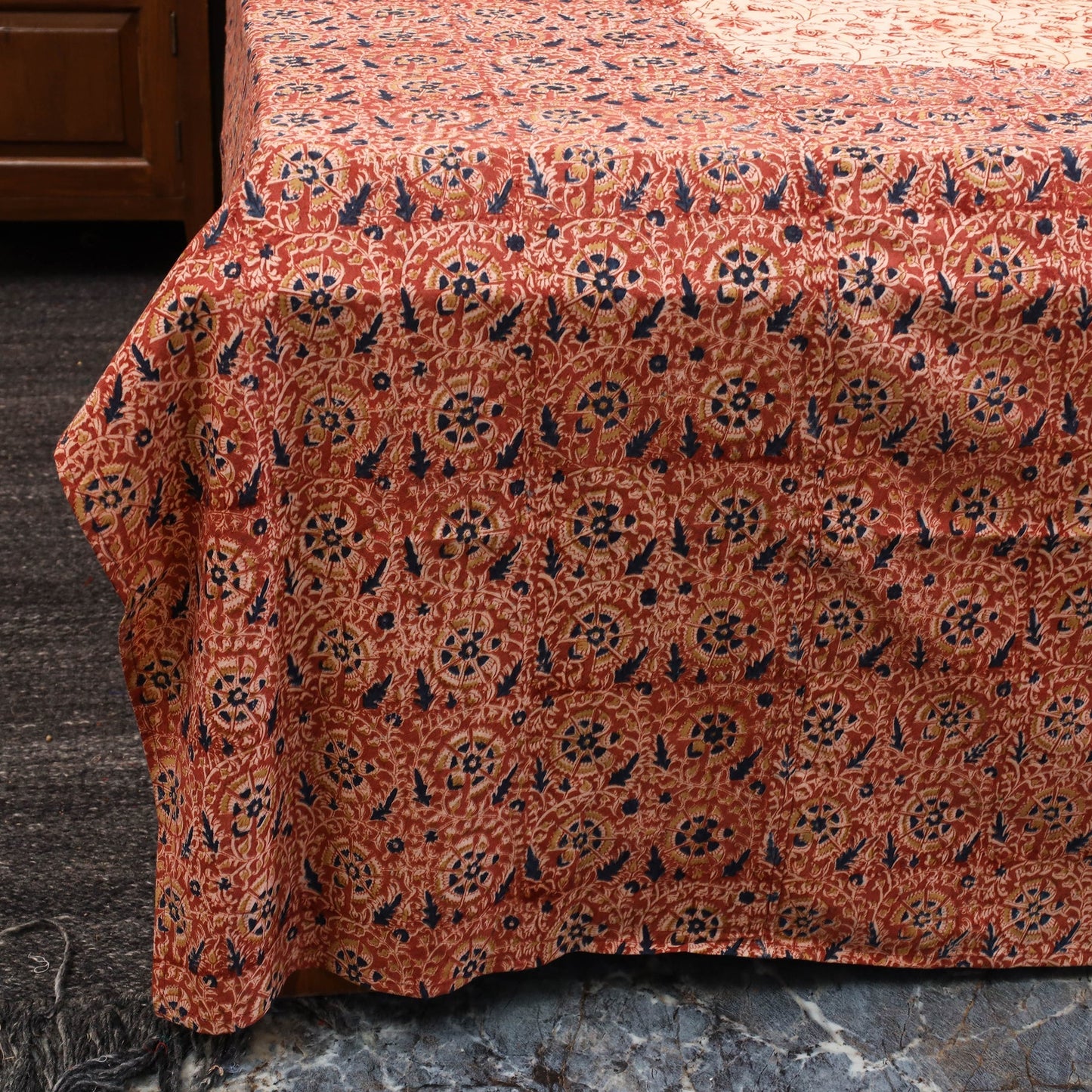 Kalamkari patchwork cotton bedsheet set 40 - handcrafted