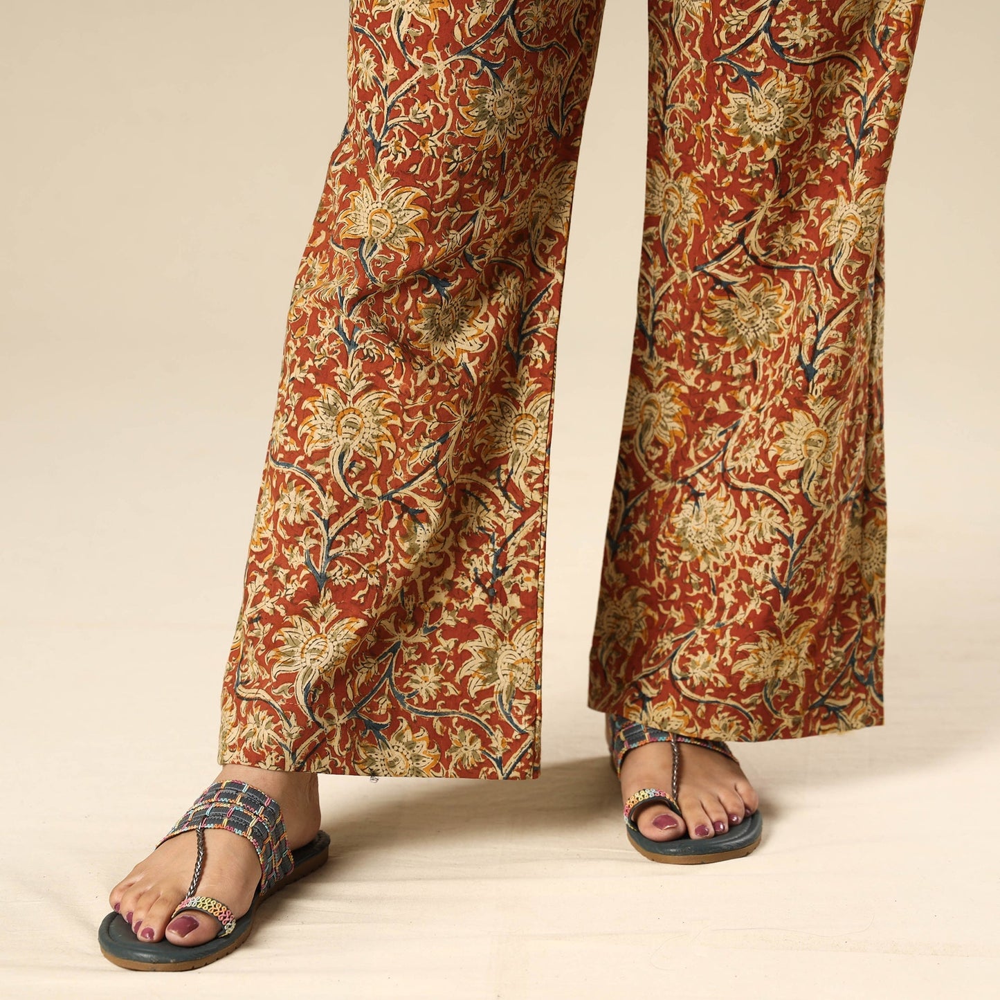 Buy Kalamkari Block Printed Cotton Elasticated Palazzo Online at iTokri.com