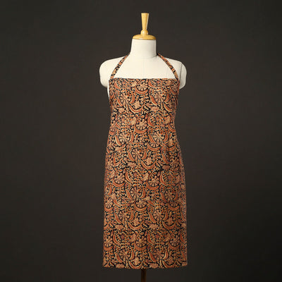 Orange - kalamkari cotton apron with pocket 33 - handcrafted