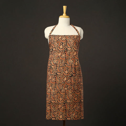 Orange - kalamkari cotton apron with pocket 33 - handcrafted