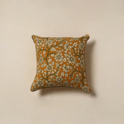 Orange - kalamkari cotton cushion cover 05 - handcrafted