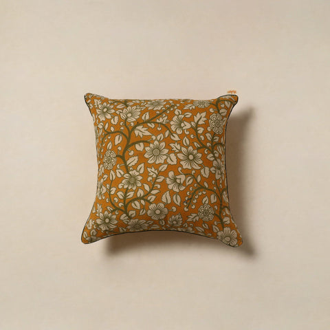 Orange - kalamkari cotton cushion cover 05 - handcrafted