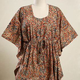 Orange Kalamkari Block Print Cotton Kaftan