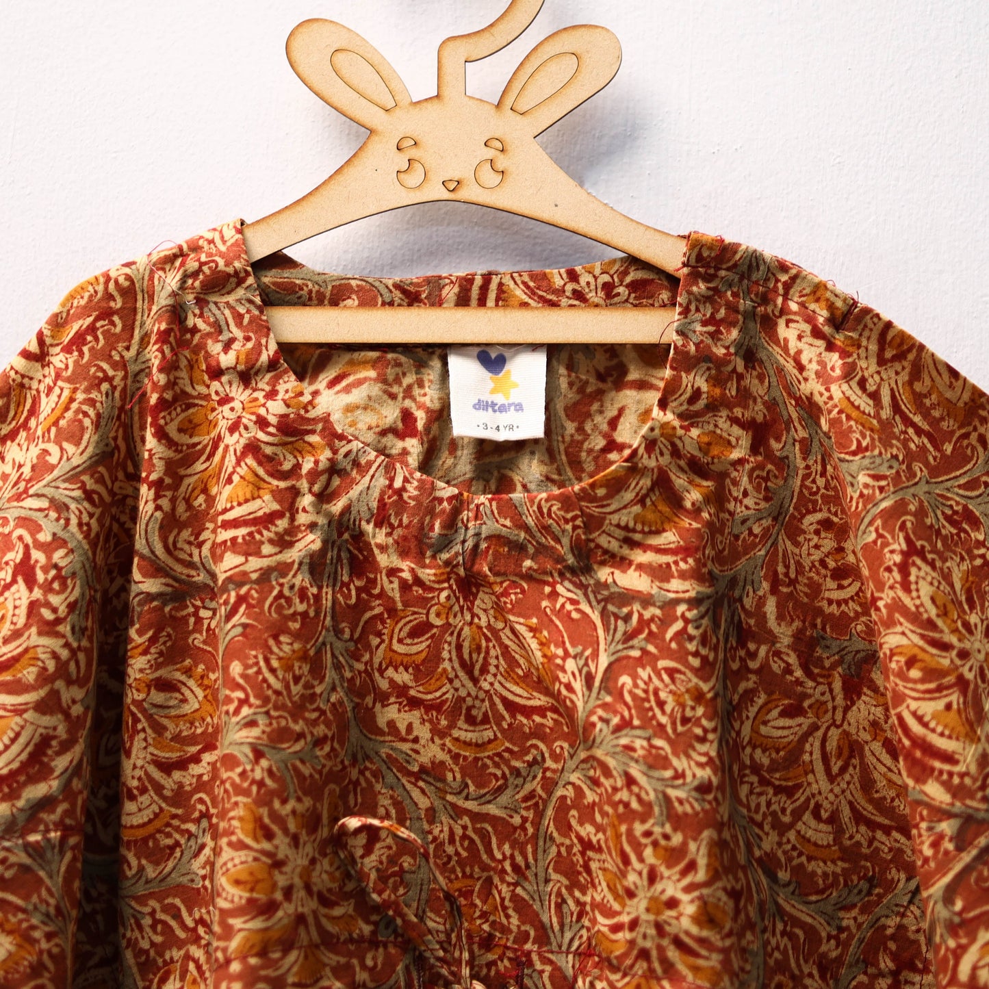 Orange - kalamkari cotton kids kaftan (3-4 years) 77