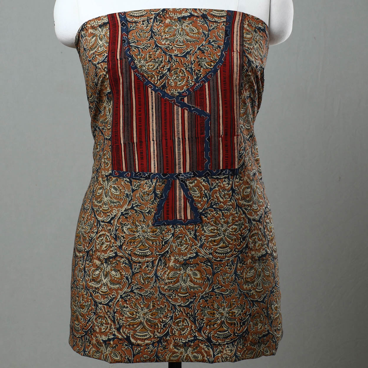 Orange - kalamkari cotton unstitched kurta material