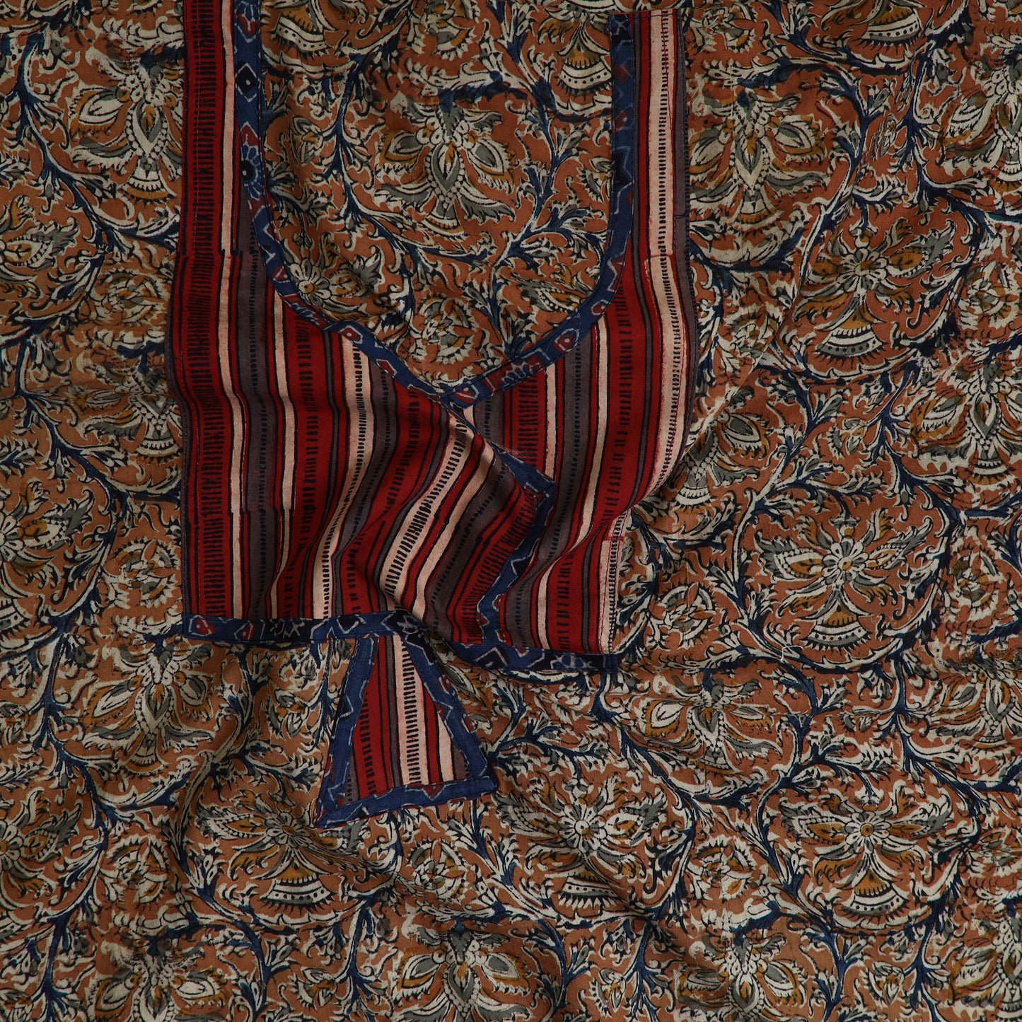 Orange - kalamkari cotton unstitched kurta material