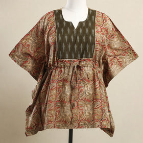 Buy Orange Kalamkari Mosaic Fusion Cotton Kaftan