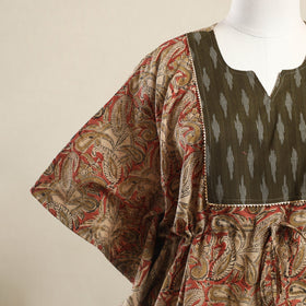 Buy Orange Kalamkari Mosaic Fusion Cotton Kaftan