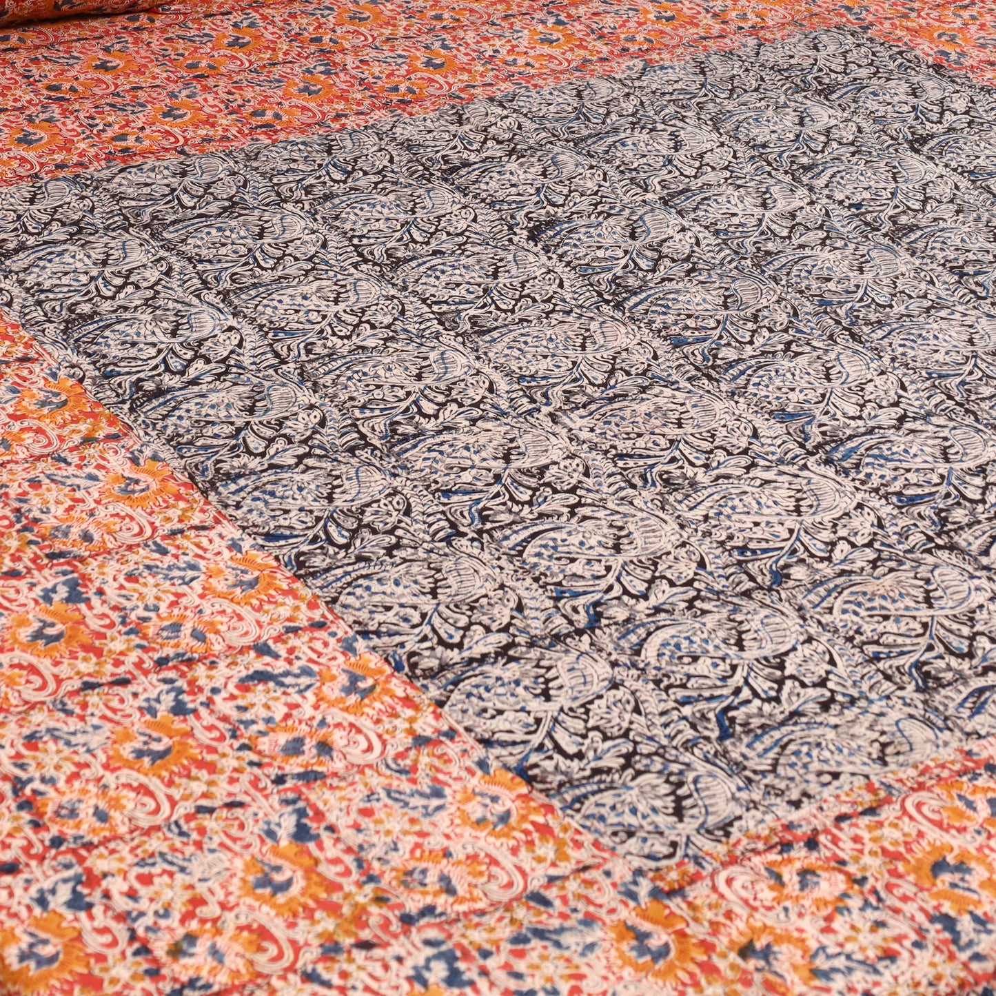 Kalamkari patchwork cotton bedsheet set 53 - handcrafted