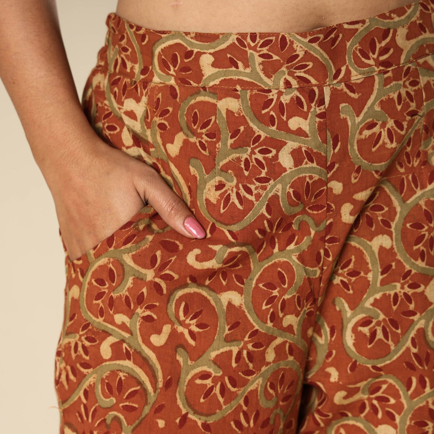 Buy Kalamkari Block Printed Cotton Elasticated Palazzo Online at iTokri.com