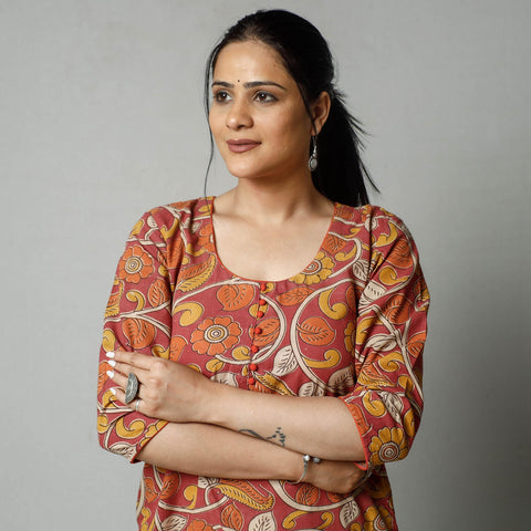  Kalamkari Printed Cotton Kurta For Women