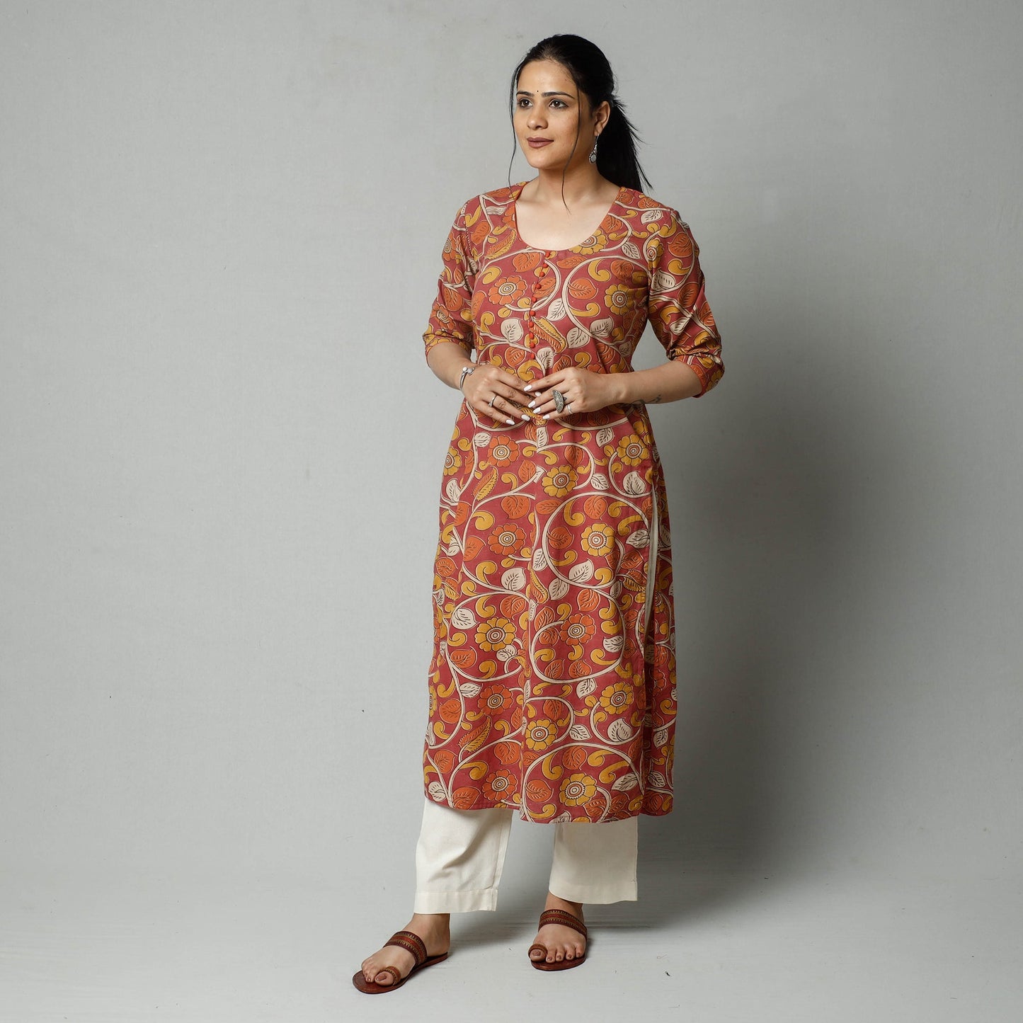  Kalamkari Printed Cotton Kurta For Women
