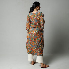 Orange - Kalamkari Printed Cotton Kurta