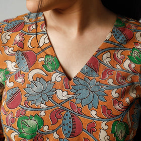 Orange - Kalamkari Printed Cotton Kurta