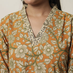  Kalamkari Printed Cotton A-Line Kurta For Women