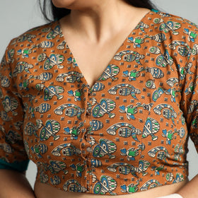 Buy Kalamkari Printed Cotton Stitched Blouse Online at iTokri.com