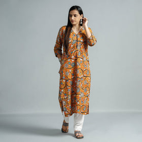  Kalamkari Printed Cotton Straight Kurta For Women