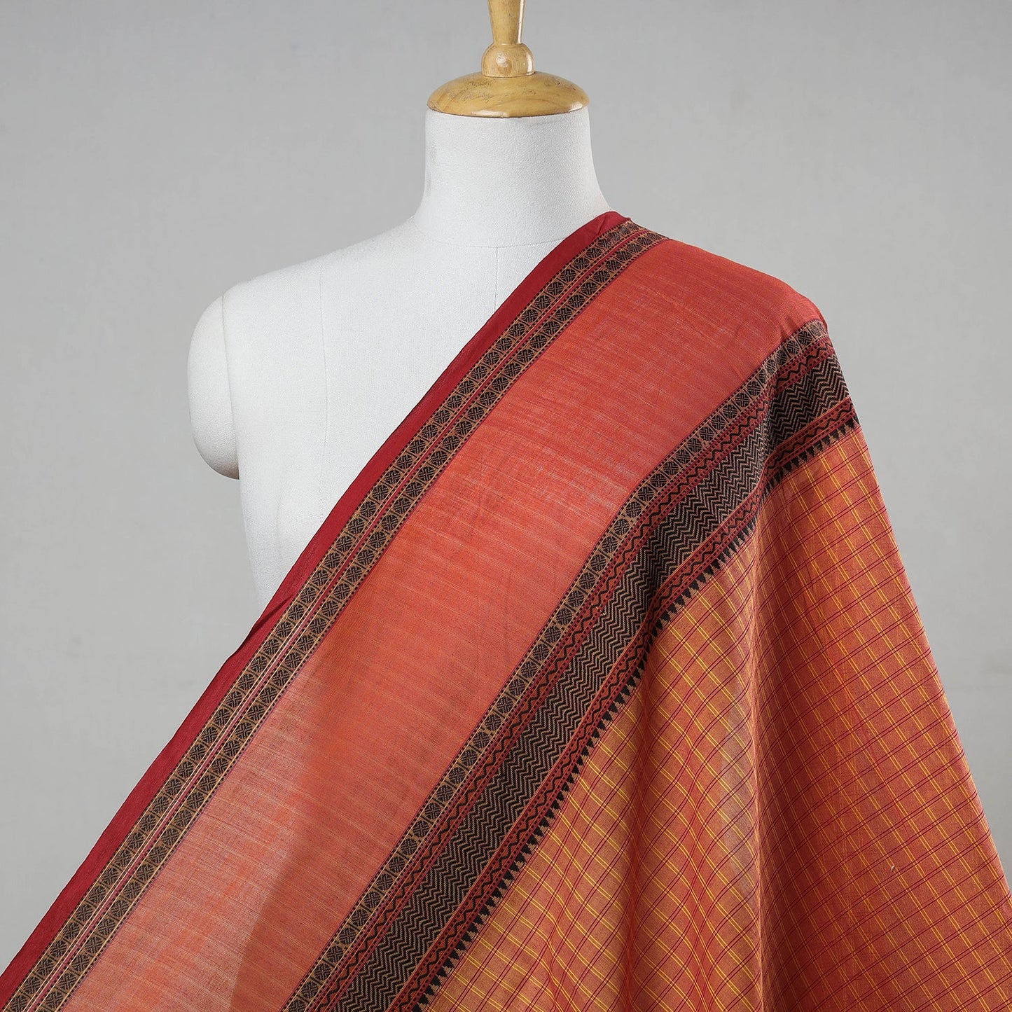 Buy Kanchipuram Checks Cotton Fabric with Thread Border Online at iTokri.com
