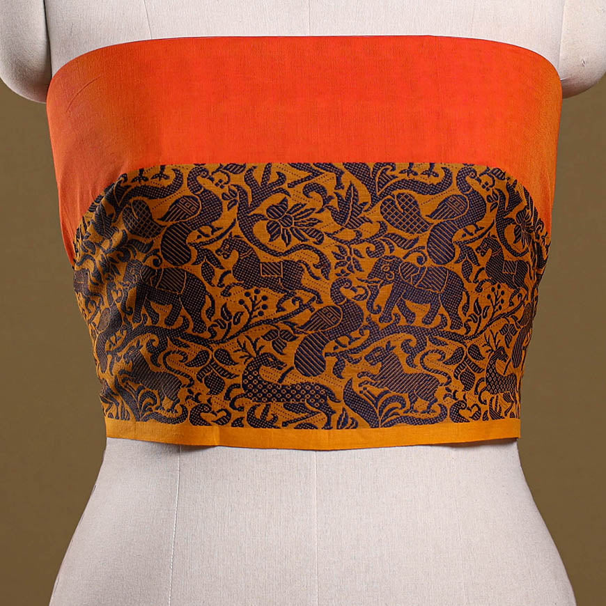 Kanchipuram cotton blouse piece 53 - handcrafted