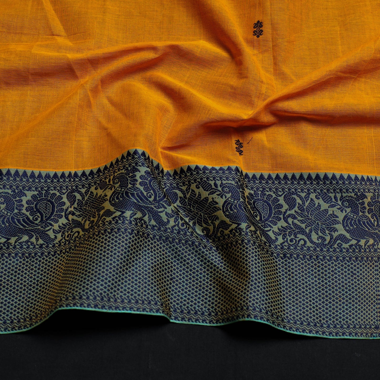 Orange - kanchipuram cotton blouse piece 55 - handcrafted